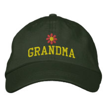 Grandmother Red Flower Embroidered Hat