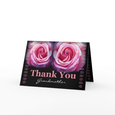 GRANDMOTHER - Wedding Thank You with Pink Roses Greeting Card
