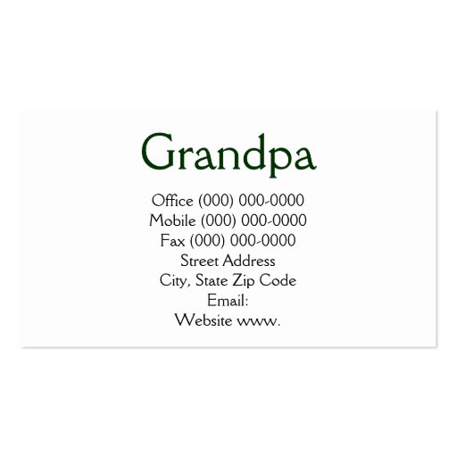 Grandpa business cards Redwood Trees (back side)