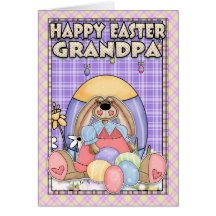 Grandpa Easter Card - Easter Bunny & Easter Eggs