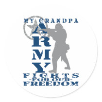 Grandpa Fights Freedom - ARMY Round Stickers