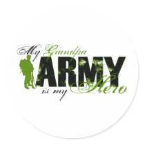 Grandpa Hero 3 - ARMY Round Sticker