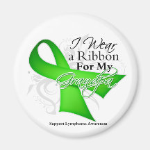 Grandpa Lime Green Ribbon - Lymphoma Refrigerator Magnet