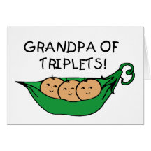 Grandpa of Triplets Pod Greeting Cards