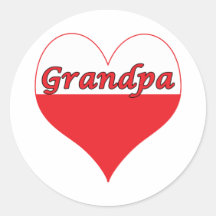 Grandpa Polish Heart Round Stickers