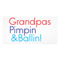 Grandpa red blue text that says Grandpa Pimpin and photo cards by oceanbrezzze Grandpa red blue text that says Grandpa Pimpin and photo cards