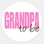 Grandpa To Be (Pink Block Font) Round Stickers