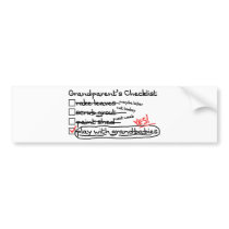 Grandparents' Checklist Bumper Sticker