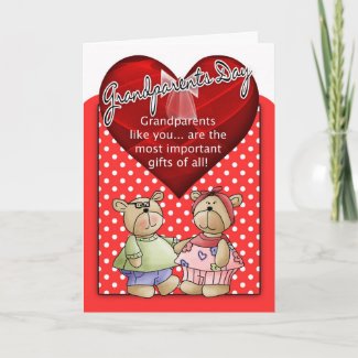 Grandparents Day Card - Red And White Polka Dot Wi card