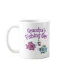 basic_mug - Grandpa's Fishing Girl t-shirts, caps, mugs buttons and more. Grandpa's Fishing girl's  love to have a special shirt or gift that will let everyone know this little girl loves to fish with Grandpa! For more Fishing and Hunting designs, Click here:  Fish n Hunt Obsessions .