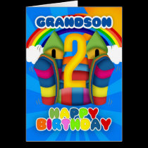 Grandson 2nd Birthday Card With Bouncy Castle cards