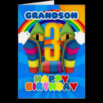 Grandson 3rd Birthday Card With Bouncy Castle cards