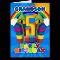 Grandson 5th Birthday Card With Bouncy Castle cards