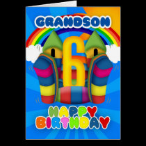 Grandson 6th Birthday Card With Bouncy Castle cards