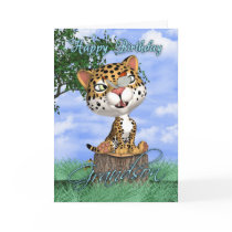 Grandson Birthday Card With Cute Jaguar And Butter