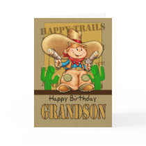 Grandson Cowboy Birthday Card - Rootin' Tootin' Bi