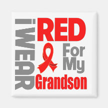 Grandson - I Wear Red Ribbon Refrigerator Magnet