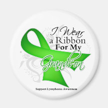 Grandson Lime Green Ribbon - Lymphoma Refrigerator Magnet