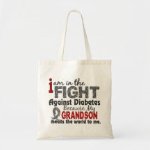 Grandson Means World To Me Diabetes Canvas Bags