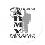 Grandson Proudly Serves - ARMY Round Sticker