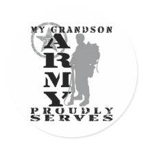 Grandson Proudly Serves - ARMY Round Sticker