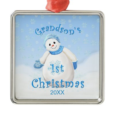 Grandson&#39;s 1st Christmas Snowman Ornament