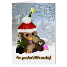 Grandson's Christmas - Grandma's Little Monkey Cards