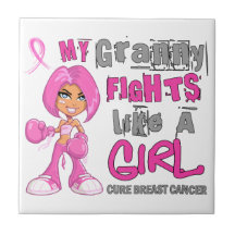 Granny Fights Like Girl Breast Cancer 42.9.png Ceramic Tiles
