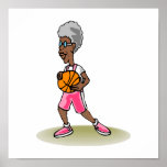 Granny plays basketball poster