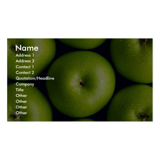 Granny Smith apples Business Card Template (front side)