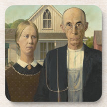 Grant Wood - American Gothic Drink Coasters
