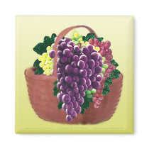 GRAPE BASKET Sq Magnet by gardensofeve GRAPE BASKET Sq Magnet