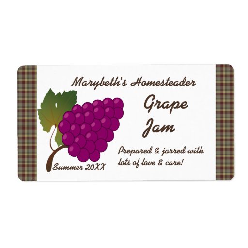 Grape Jam Jar Label (Customize) | Zazzle
