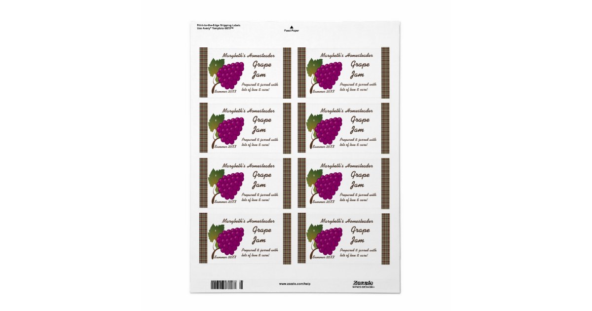 Grape Jam Jar Label (Customize) | Zazzle
