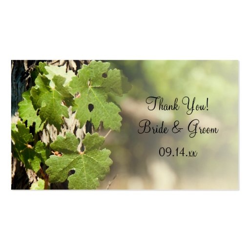 Grape Leaves Vineyard Wedding Favor Tags Business Card (front side)