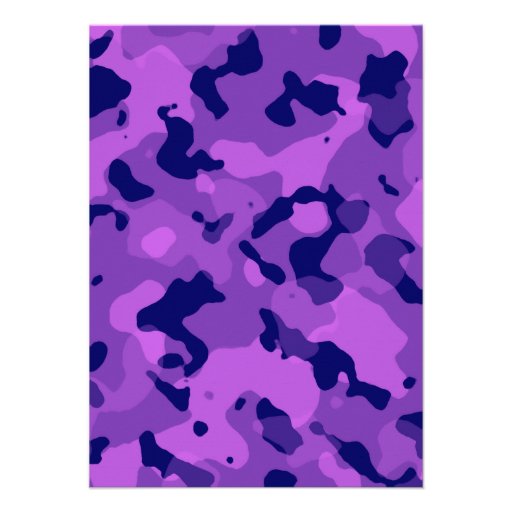 Grape Purple Camo; Camouflage Custom Invitation