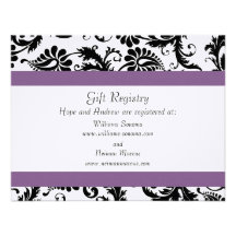 Grape Trim Black Damask Gift Registry Wedding Announcements