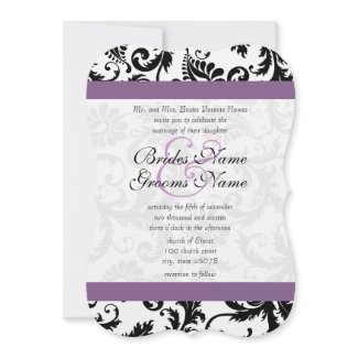 Grape Trim Black Damask Swirls Wedding Invitation invitation
