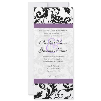 Grape Trim Black Damask Swirls Wedding Invitation invitation