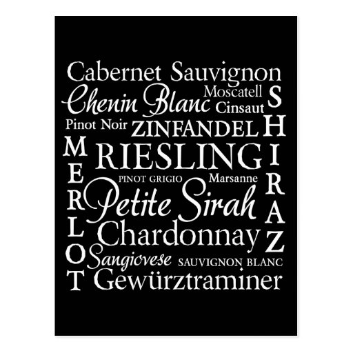 Grape Varietals Wine Post Cards