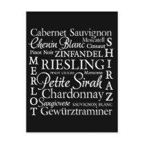 Grape Varietals Wine postcards