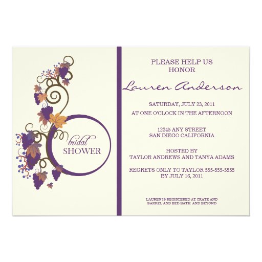 Grape Vine Bridal Shower Invitation