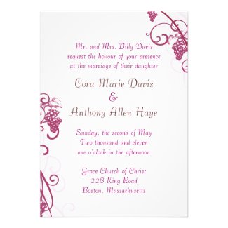 Grape Vine Wedding Invitation