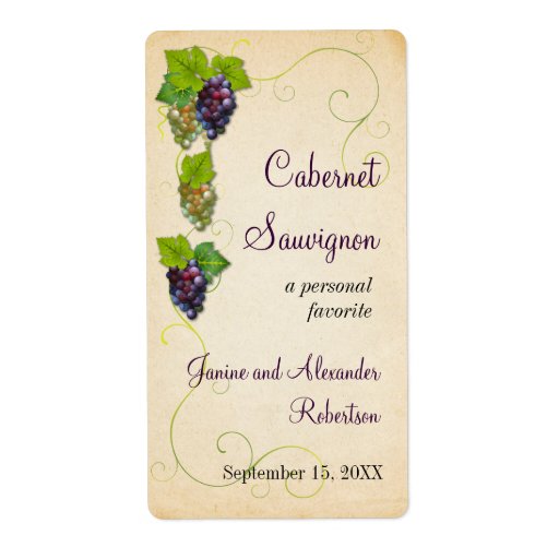 Grape Vine Wine Bottle Label Zazzle