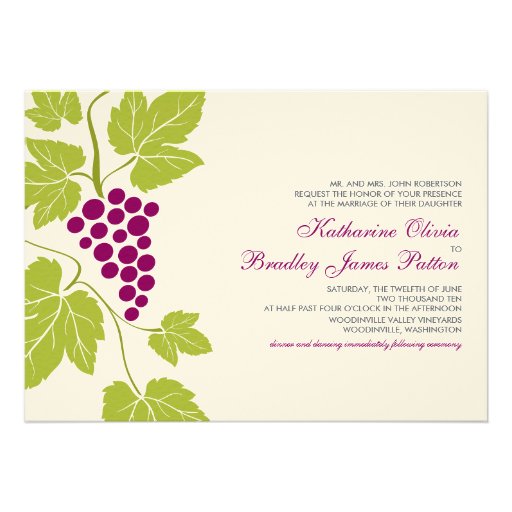 Grape Vines Wedding Invitation