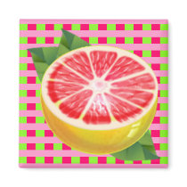 Grapefruit Plaid magnets by JuJuGarden Grapefruit Plaid magnets
