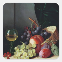 Grapes and plums square stickers