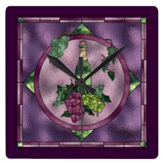 Grapes and Wine on Purple Clock