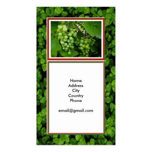 Grapes Farmers Market Winery Business Card (front side)