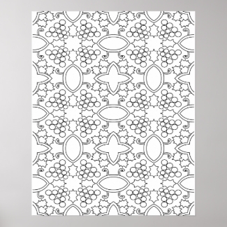 Grapes Kaleidoscope Coloring Poster Color-In Page